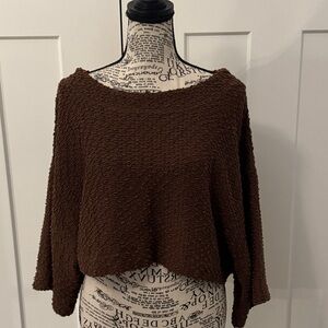 Urban Outfitters Textured Brown Scoop Neck Sweater
